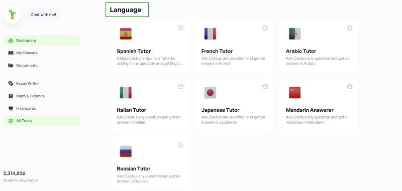 screenshot of caktus ai language translator ai tools