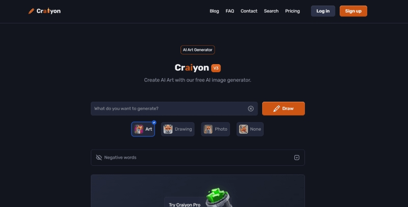 Craiyon Homepage