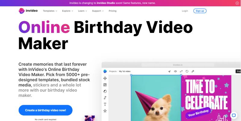 invideo birthday video maker