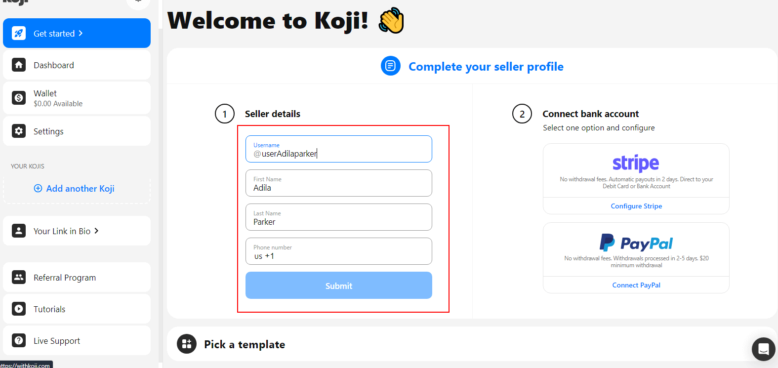 koji customize your profile
