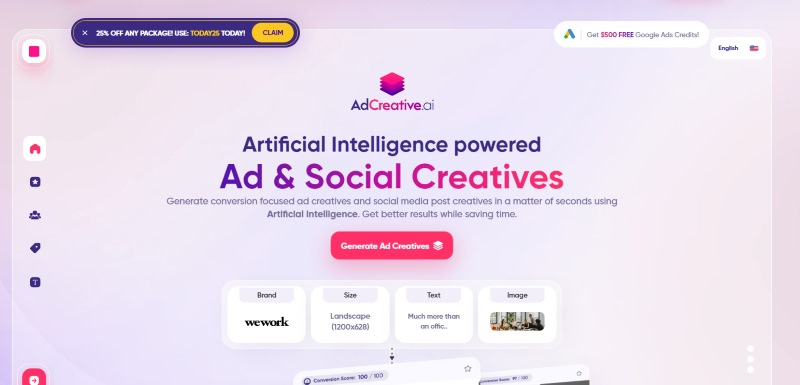 Ad Creative AI homepage